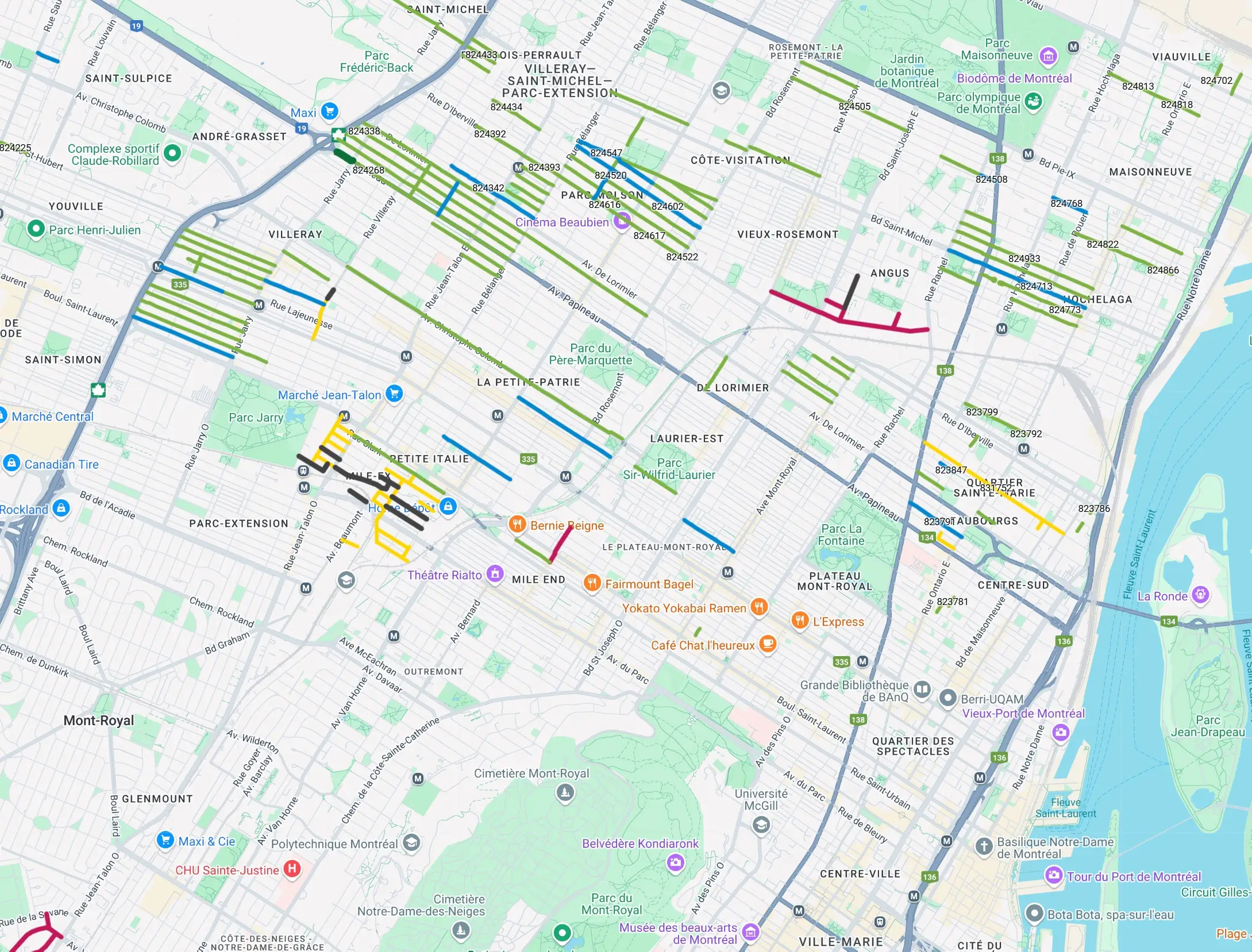 Visuel carte plan directeur de Montréal Google Map de la CSEM